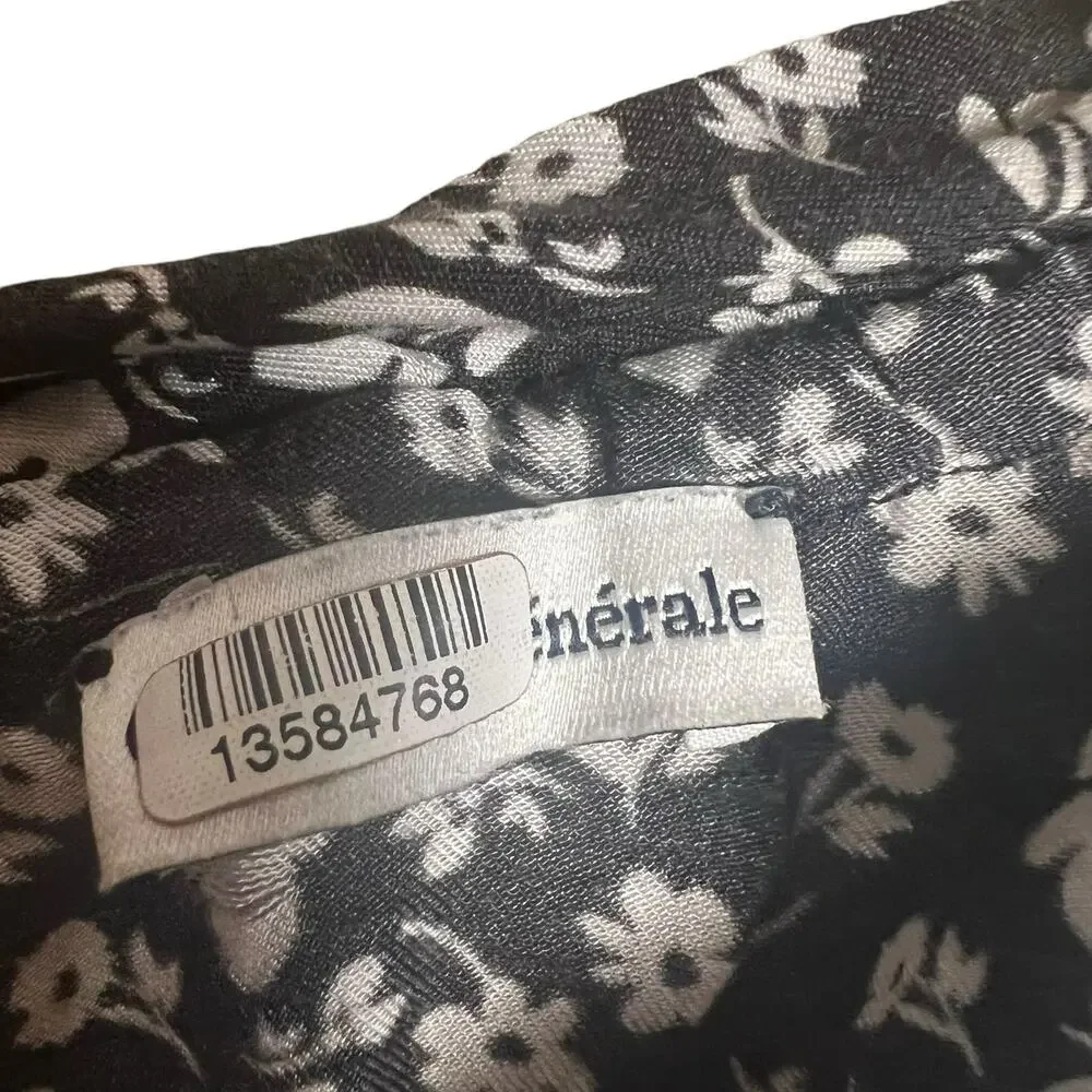 Officine Generale Louison Black Floral Print Silk Sleeveless Shift Dress Size L - Picture 7 of 16